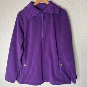 NWT Land’s End Violet Fleece Quarter Zip Pullover, 1X